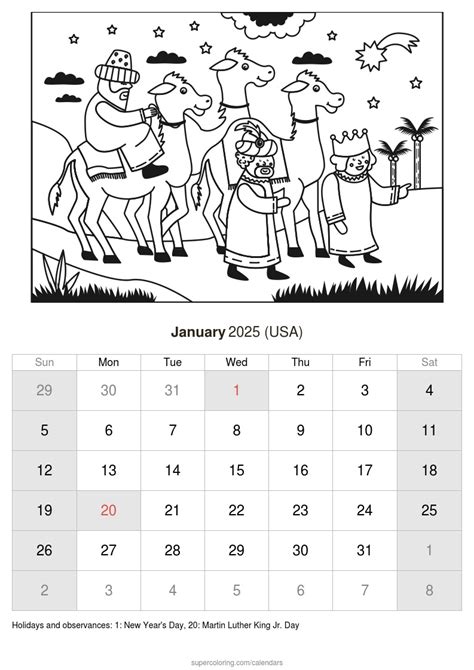 January 2025 calendar - USA