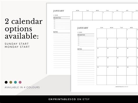 2025 Monthly Calendar, 2025 Monthly Overview, 2025 Landscape Monthly ...