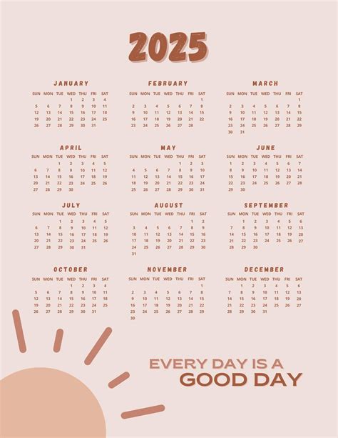 2025 Calendar Printable Pink 2025 Calendar at a Glance Boho 2025 ...