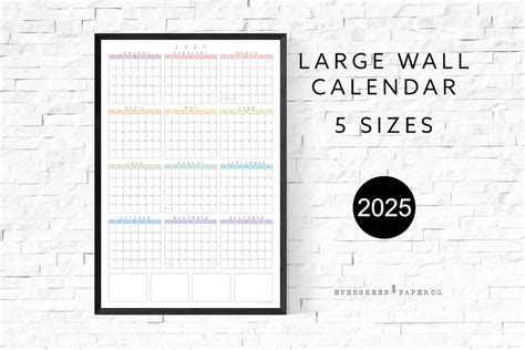 2025 Large Wall Calendar Poster | Yearly and Monthly Planner | Modern ...