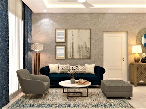 Blue & Grey Contemporary Living Room | Beautiful Homes