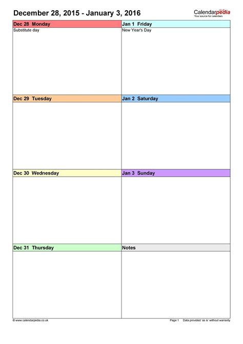 Free downloadable templates to make a week calendar - blasterjnr
