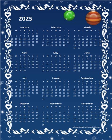 2025 Yearly Calendar Design Template - Free Printable Templates