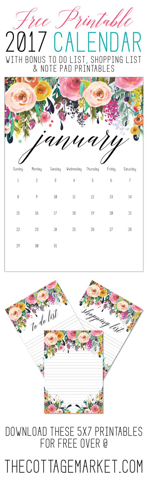 Free Printable 5×7 Calendar - Clare Desirae