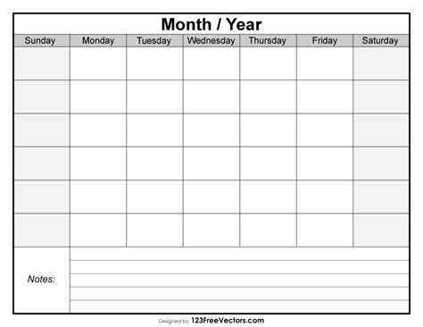 Blank Monthly Calendar Template