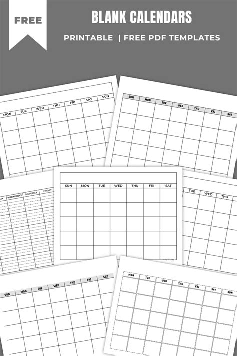 Blank Calendar Templates | Free Printable PDFs