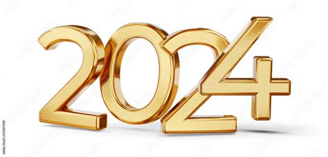 Fotobehang year 2024 golden symbol, 3d-illustration N° 552875910 - Online Shop Uwalls.nl