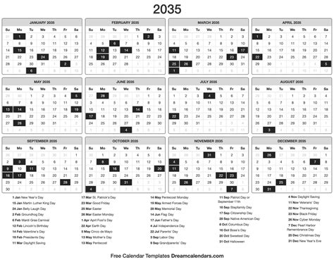 2035 Calendar