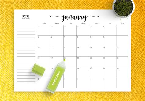 2021 Printable Planner With Notes