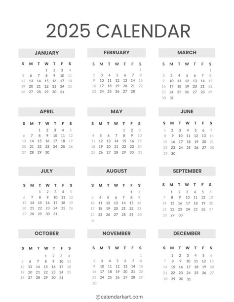 Free Printable Year At A Glance Calendar 2025 - CalendarKart | Conocimiento