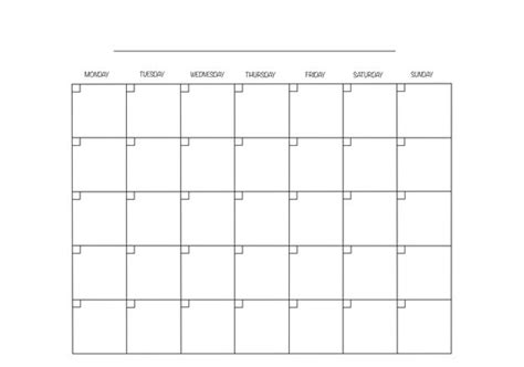 Blank Monthly Calendar printable - Etsy UK