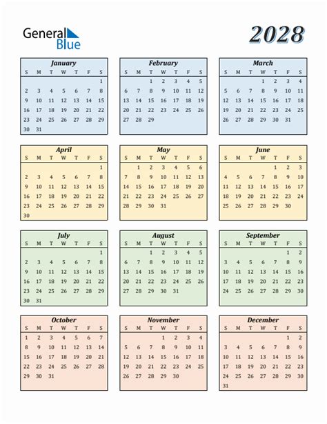 Free 2028 Calendars in PDF, Word, Excel