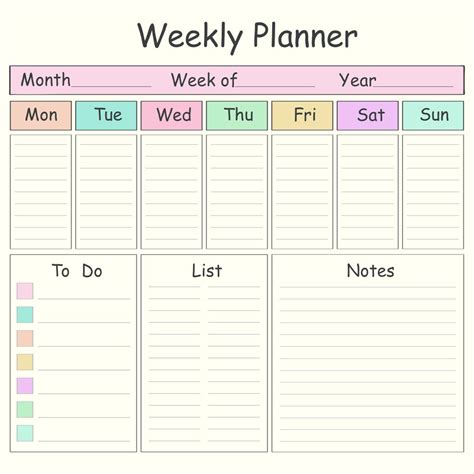 Blank Work Week Calendar
