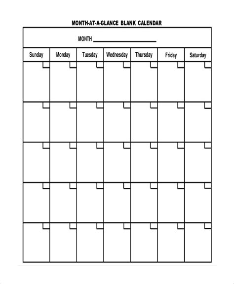 FREE 6+ Sample Blank Printable Calendar Templates in MS Word | PDF