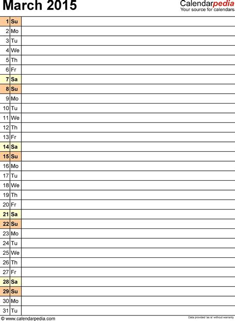 Monthly Calendar List Format - Printable Blank Calendar Template