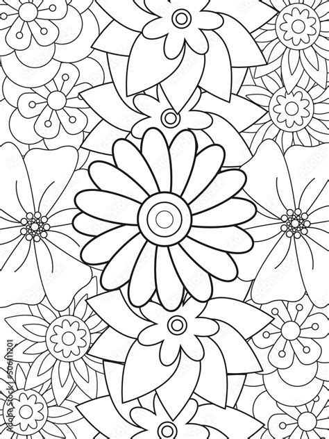 Outline vector drawings of flowers for adult coloring books. Page of ...