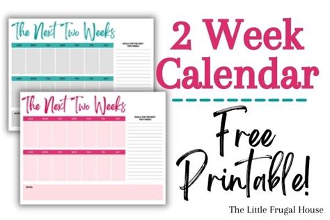 2 Week Calendar Template