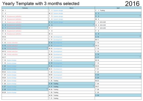 3 Month Calendar