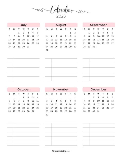 2025 Calendar | Free Printable PDFs