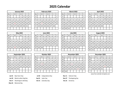 Blank Calendar 2025 Printable Free Calendar With Holidays - Danna Sherill