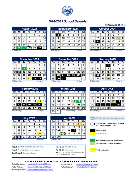 2024-2025 School Calendar & Calendar Legend - Center Elementary