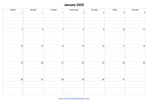 Printable Monthly Calendar With Lines 2025 - Joan C. Viveiros