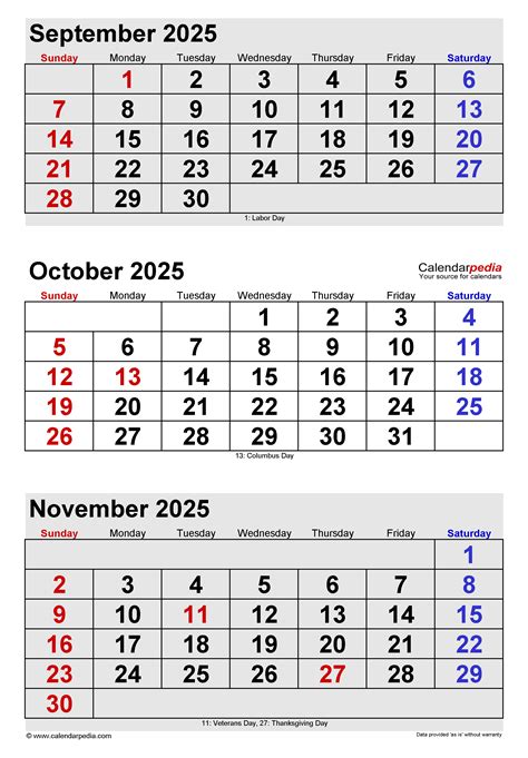 October 2025 Calendar | Templates for PDF, Excel and Word