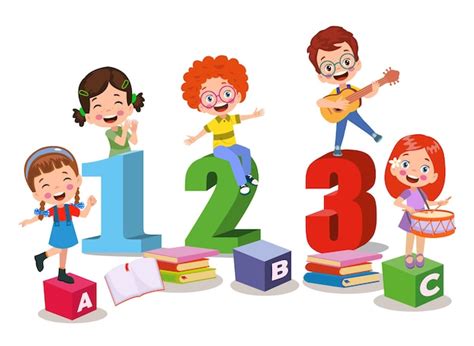 Premium Vector | Cartoon kids with 123 numbers vector image