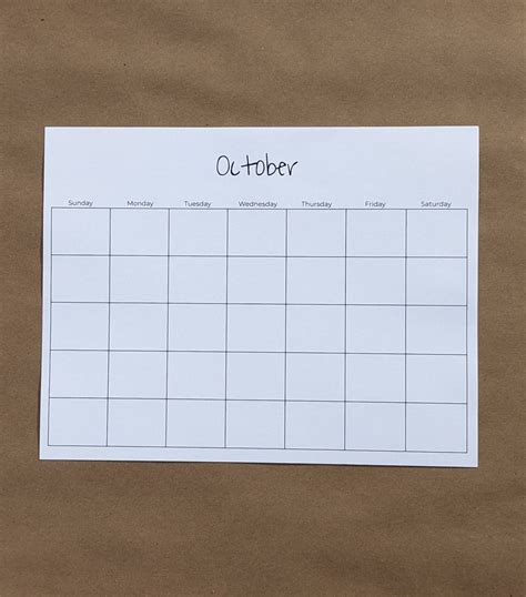 Blank Monthly Calendar - PDF Printable - Etsy