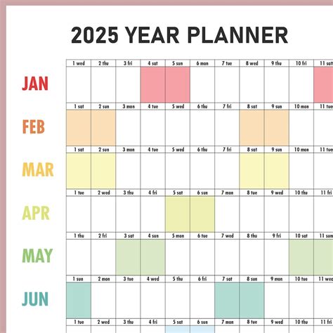 Wall Planner 2025 Printable PDF, 2025 Wall Calendar, Large Wall Planner ...