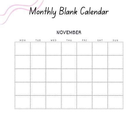Monthly Calendar Blank | Digital Download | Calendar Monday Start ...
