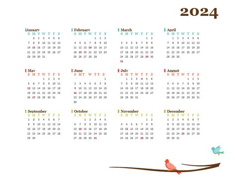 2024 Yearly Printable Calendars In Microsoft Word Excel And Pdf The - Riset
