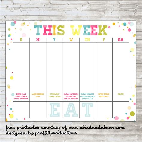 Weekly Free Printable Calendar