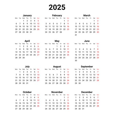 2025 Minimalist Calendar Vector, 2025 Simple Calendar, 2025 Calendar ...