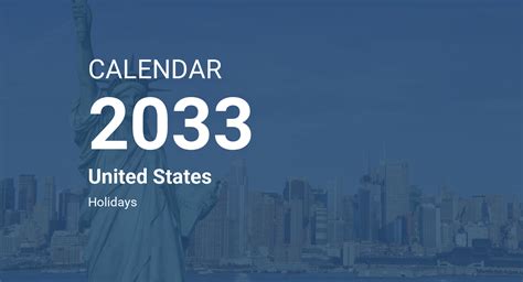 Year 2033 Calendar – United States