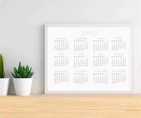 2025 Year Calendar Printable, MONDAY Start, Year Overview 2025, One ...