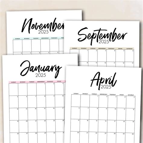 2025 Printable Monthly Calendar Templates – Bilarasa