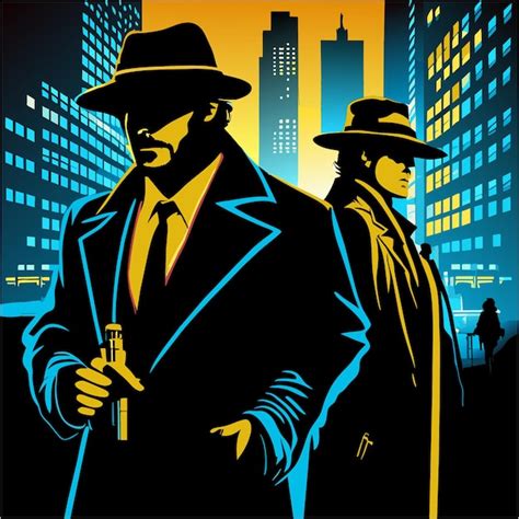 Premium Vector | Neon pursuit detectives chasing holographic truth