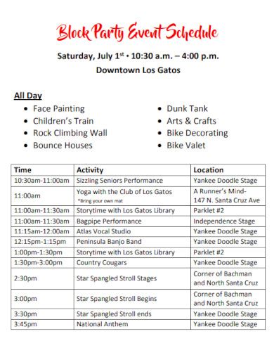 21+ FREE Event Schedule Samples to Download