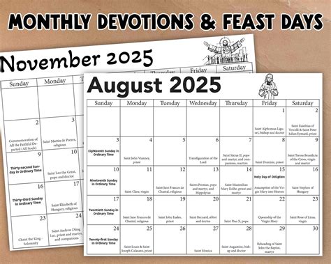 Printable 2025 Catholic Calendar | Liturgical Calendar | Downloadable ...