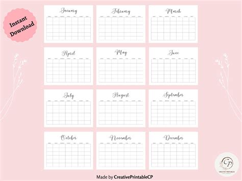 Printable Monthly Blank Calendar Monday-start, Simple Calendar, A4 & US ...