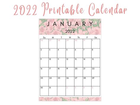 Printable 2022 Calendar, PDF, Instant Download, Direct Download ...