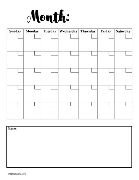 FREE Blank Calendar Templates | Word, Excel, PDF for any month