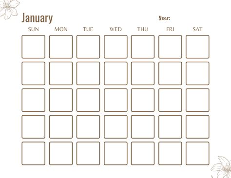 Simple Monthly Calendar Template Digital Download Only - Etsy