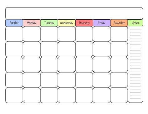 free printable blank calendar template paper trail design - free ...