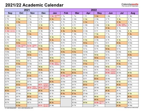 Academic Calendars 2021/2022 - Free Printable Word templates
