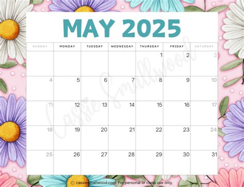 Cute 2025 Free Printable Monthly Calendars - Cassie Smallwood