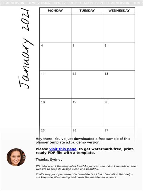 Monthly Calendar With Notes | PDF