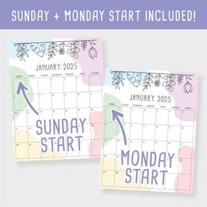 Printable 2025 Calendar - Etsy