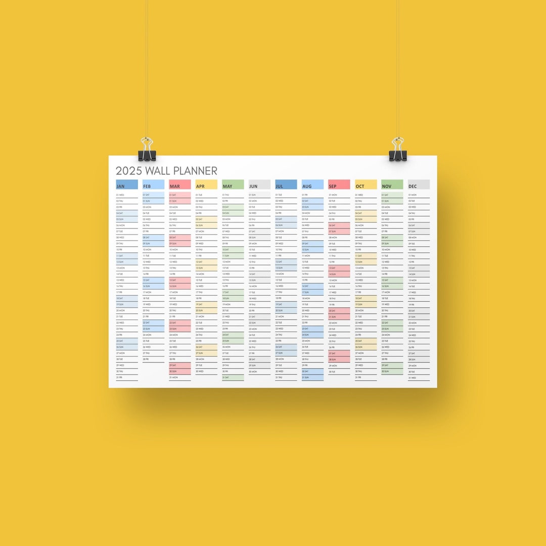2025 Printable Wall Planner Large Portrait Wall Calendar - Etsy